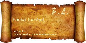 Paska Loránd névjegykártya